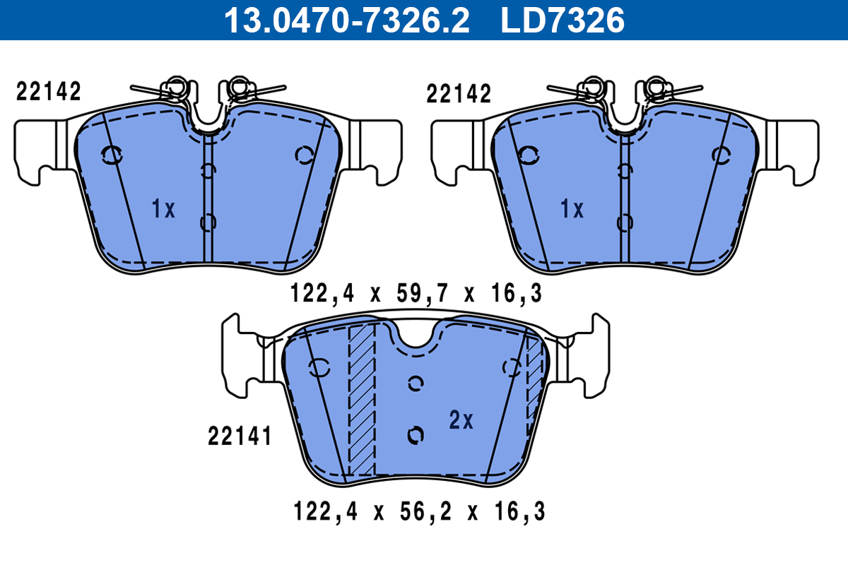Set placute frana ATE 13.0470-7326.2 LAND ROVER DISCOVERY SPORT (L550) 1,997 cmc (PT204(AJ20P4) benzina/elector 200 ATE 13.0470-7326.2