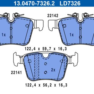 Set placute frana ATE 13.0470-7326.2 LAND ROVER RANGE ROVER EVOQUE (L551) 1,999 cmc (204DTD(AJ21D4) Diesel/electro 150 ATE 13.0470-7326.2
