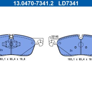 Set placute frana ATE 13.0470-7341.2 LAND ROVER RANGE ROVER VELAR (L560) 2,997 cmc (DT306(AJ20D6) Diesel/electro 300 ATE 13.0470-7341.2