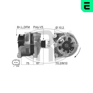 Alternator ERA 210260A LAND ROVER FREELANDER I (L314) 1,951 cmc (204D3(M47D20) diesel 112 ERA 210260A