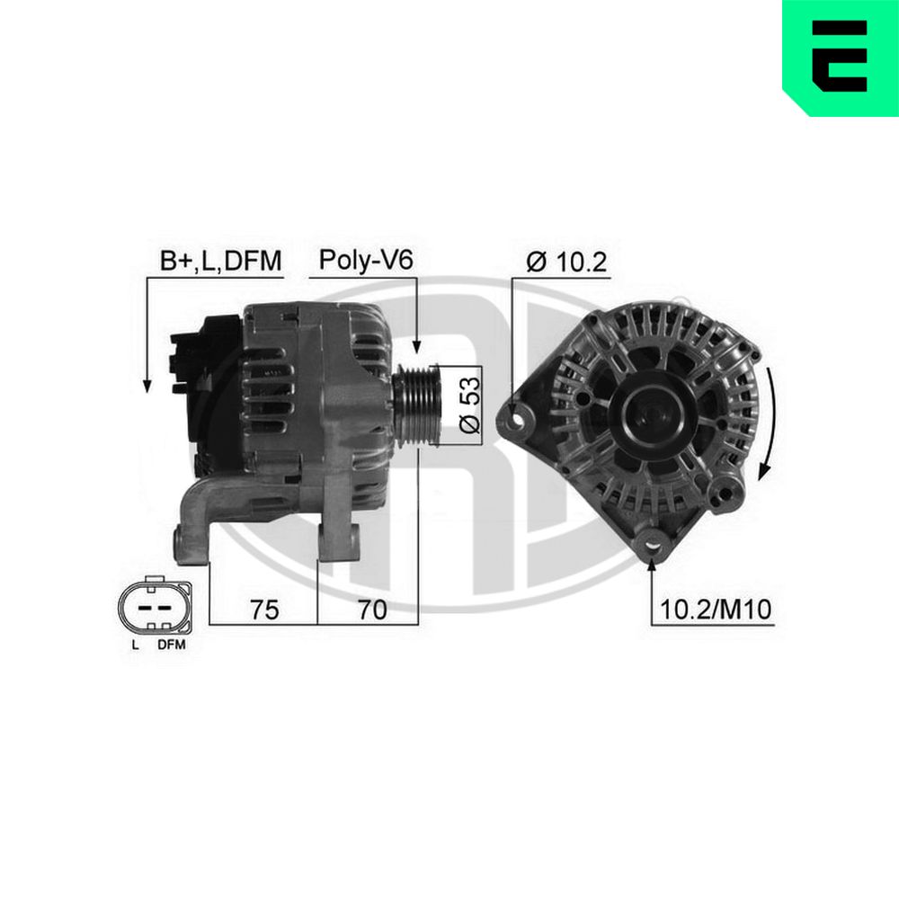 Alternator ERA 210530A LAND ROVER FREELANDER I (L314) 1,951 cmc (204D3(M47D20) diesel 109 ERA 210530A