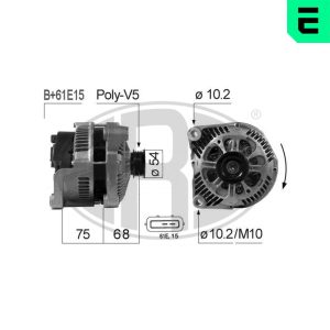 Alternator ERA 210669A LAND ROVER RANGE ROVER III (L322) 2,926 cmc (306D1(M57D30) diesel 177 ERA 210669A