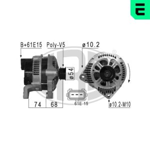 Alternator ERA 210868A LAND ROVER FREELANDER I (L314) 1,951 cmc (204D3(M47D20) diesel 112 ERA 210868A