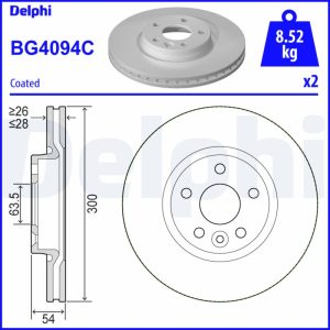 Disc frana DELPHI BG4094C LAND ROVER FREELANDER 2 (L359) 2,179 cmc (DW12BTED4, 224DT(DW12BTED4) diesel 150 DELPHI BG4094C