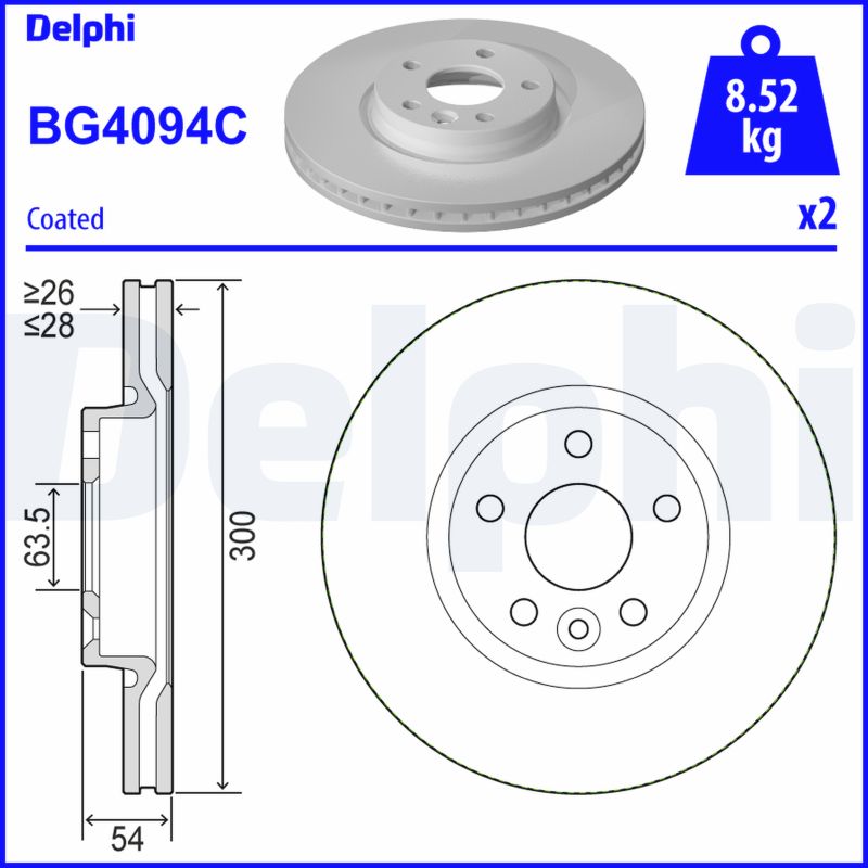 Disc frana DELPHI BG4094C LAND ROVER RANGE ROVER EVOQUE (L538) 1,999 cmc (204DTA(AJ20D4) diesel 241 DELPHI BG4094C