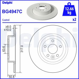Disc frana DELPHI BG4947C LAND ROVER RANGE ROVER EVOQUE (L538) 1,997 cmc (PT204(AJ20P4) benzina 241 DELPHI BG4947C