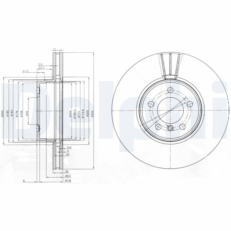 Disc frana DELPHI BG9008C LAND ROVER RANGE ROVER III (L322) 2,926 cmc (306D1(M57D30) diesel 177 DELPHI BG9008C