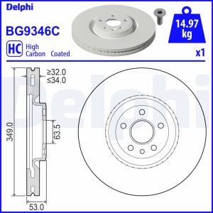 Disc frana DELPHI BG9346C LAND ROVER DISCOVERY SPORT (L550) 1,999 cmc (204DTD(AJ20D4) diesel 180 DELPHI BG9346C