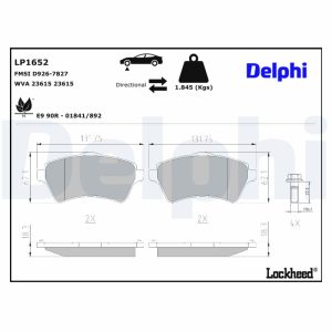 Set placute frana DELPHI LP1652 LAND ROVER FREELANDER I Soft Top (L314) 1,951 cmc (204D3(M47D20) diesel 112 DELPHI LP1652