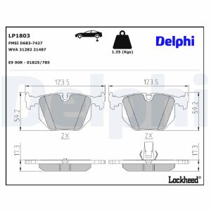Set placute frana DELPHI LP1803 LAND ROVER RANGE ROVER III (L322) 4,197 cmc (428PS(AJV8) benzina 396 DELPHI LP1803