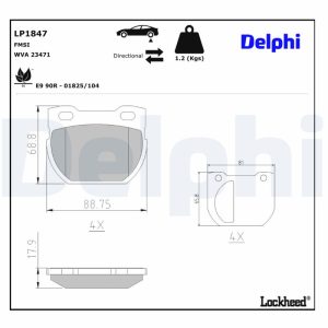 Set placute frana DELPHI LP1847 LAND ROVER DEFENDER Cabrio (L316) 2,402 cmc (DT244(PUMA) diesel 122 DELPHI LP1847