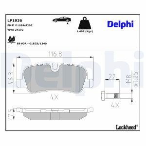 Set placute frana DELPHI LP1936 LAND ROVER RANGE ROVER SPORT I (L320) 2,993 cmc (306DT(TDV6) diesel 245 DELPHI LP1936