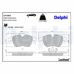 Set placute frana DELPHI LP1967 LAND ROVER RANGE ROVER EVOQUE VAN (L538) 2,179 cmc (224DT(DW12BTED4) diesel 150 DELPHI LP1967