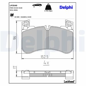 Set placute frana DELPHI LP3540 LAND ROVER DISCOVERY V (L462) 2,993 cmc (306DT(TDV6) diesel 211 DELPHI LP3540