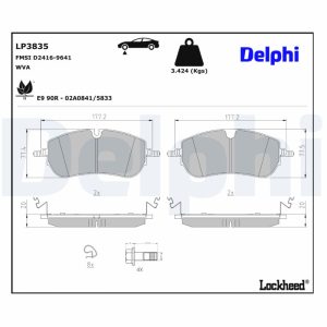Set placute frana DELPHI LP3835 LAND ROVER RANGE ROVER EVOQUE (L551) 1,997 cmc (PT204(AJ20P4) benzina 250 DELPHI LP3835
