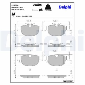 Set placute frana DELPHI LP3870 LAND ROVER RANGE ROVER VELAR (L560) 5,000 cmc (508PS(AJ133) benzina 551 DELPHI LP3870