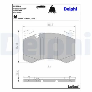 Set placute frana DELPHI LP3900 LAND ROVER RANGE ROVER V (L460) 2,996 cmc (PT306(AJ20P6) benzina/elector 400 DELPHI LP3900
