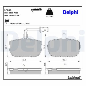 Set placute frana DELPHI LP651 LAND ROVER RANGE ROVER I 2,393 cmc (11 A) diesel 113 DELPHI LP651