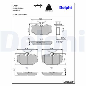 Set placute frana DELPHI LP914 LAND ROVER RANGE ROVER II (P38A) 3,947 cmc (42 D) benzina 190 DELPHI LP914