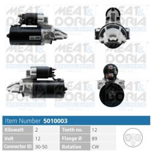 Electromotor MEAT DORIA 5010003 LAND ROVER DEFENDER Cabrio (L316) 2,402 cmc (DT244(PUMA) diesel 122 MEAT DORIA 5010003