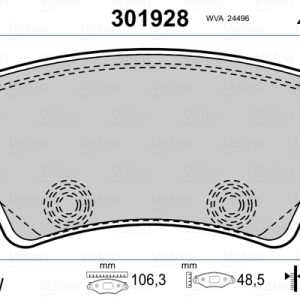 Set placute frana VALEO 301928 LAND ROVER RANGE ROVER EVOQUE (L538) 2,179 cmc (224DT(DW12BTED4) diesel 190 VALEO 301928