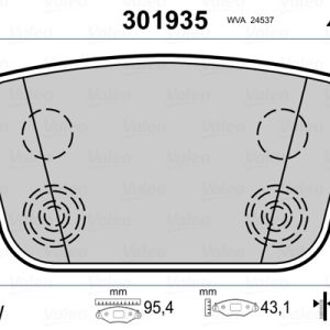 Set placute frana VALEO 301935 LAND ROVER FREELANDER 2 (L359) 2,179 cmc (DW12BTED4, 224DT(DW12BTED4) diesel 150 VALEO 301935
