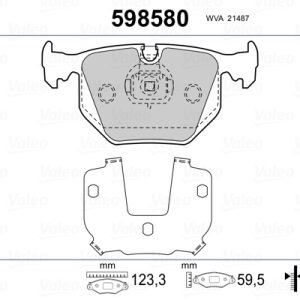 Set placute frana VALEO 598580 LAND ROVER RANGE ROVER III (L322) 2,926 cmc (306D1(M57D30) diesel 177 VALEO 598580