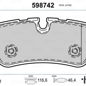 Set placute frana VALEO 598742 LAND ROVER RANGE ROVER SPORT I (L320) 4,394 cmc (448PN(AJV8) benzina 299 VALEO 598742