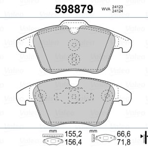 Set placute frana VALEO 598879 LAND ROVER RANGE ROVER EVOQUE (L538) 1,997 cmc (PT204(AJ20P4) benzina 290 VALEO 598879