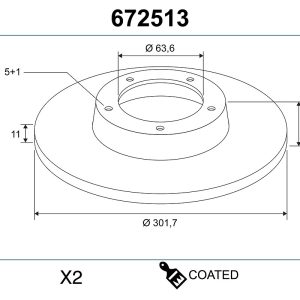 Disc frana VALEO 672513 LAND ROVER RANGE ROVER EVOQUE (L538) 1,999 cmc (204DTD(AJ20D4) diesel 150 VALEO 672513