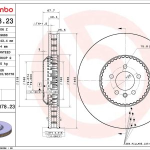 Disc frana BREMBO 09.D878.23 LAND ROVER RANGE ROVER V (L460) 2,996 cmc benzina/elector 510 BREMBO 09.D878.23