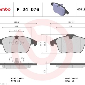 Set placute frana BREMBO P 24 076X LAND ROVER FREELANDER 2 (L359) 3,192 cmc (B6324S(32PDPR) benzina 233 BREMBO P 24 076X
