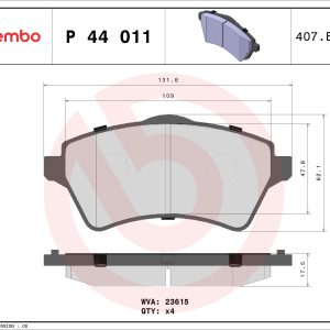 Set placute frana BREMBO P 44 011 LAND ROVER FREELANDER I Soft Top (L314) 1,796 cmc (18 K4F) benzina 117 BREMBO P 44 011