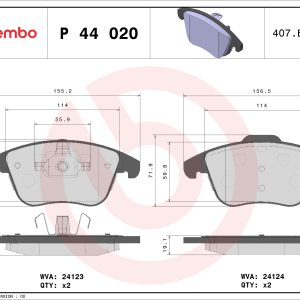 Set placute frana BREMBO P 44 020 LAND ROVER RANGE ROVER EVOQUE (L538) 1,999 cmc (204DTD(AJ20D4) diesel 180 BREMBO P 44 020