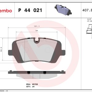 Set placute frana BREMBO P 44 021 LAND ROVER RANGE ROVER SPORT II (L494) 4,999 cmc (508PS(AJ133) benzina 525 BREMBO P 44 021