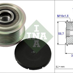 Fulie alternator INA 535 0128 10 LAND ROVER DEFENDER Station Wagon (L316, L315) 2,402 cmc (DT244(PUMA) diesel 122 INA 535 0128 10