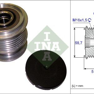 Fulie alternator INA 535 0200 10 LAND ROVER RANGE ROVER EVOQUE Cabriolet (L538) 1,999 cmc (204PT(GTDI) benzina 241 INA 535 0200 10