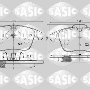 Set placute frana SASIC 6216055 LAND ROVER RANGE ROVER EVOQUE (L538) 2,179 cmc (224DT(DW12BTED4) diesel 150 SASIC 6216055