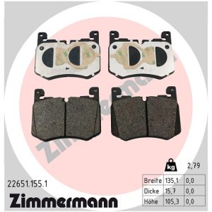 Set placute frana ZIMMERMANN 22651.155.1 LAND ROVER RANGE ROVER VELAR (L560) 5,000 cmc (508PS(AJ133) benzina 551 ZIMMERMANN 22651.155.1