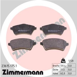 Set placute frana ZIMMERMANN 23615.175.1 LAND ROVER FREELANDER I (L314) 1,796 cmc (18 K4F) benzina 120 ZIMMERMANN 23615.175.1