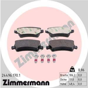 Set placute frana ZIMMERMANN 24496.170.1 LAND ROVER RANGE ROVER EVOQUE (L538) 2,179 cmc (224DT(DW12BTED4) diesel 150 ZIMMERMANN 24496.170.1