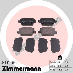 Set placute frana ZIMMERMANN 24537.160.1 LAND ROVER FREELANDER 2 (L359) 3,192 cmc (B6324S(32PDPR) benzina 233 ZIMMERMANN 24537.160.1