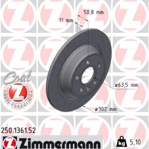 Disc frana ZIMMERMANN 250.1361.52 LAND ROVER RANGE ROVER EVOQUE (L538) 2,179 cmc (224DT(DW12BTED4) diesel 150 ZIMMERMANN 250.1361.52