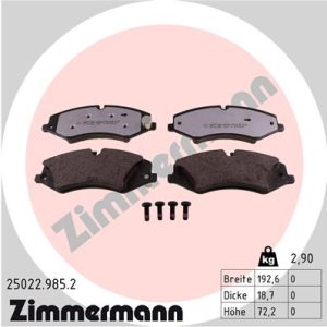 Set placute frana ZIMMERMANN 25022.985.2 LAND ROVER RANGE ROVER SPORT II (L494) 2,993 cmc (306DT(TDV6) diesel 258 ZIMMERMANN 25022.985.2