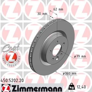 Disc frana ZIMMERMANN 450.5202.20 LAND ROVER RANGE ROVER SPORT I (L320) 2,993 cmc (306DT(TDV6) diesel 256 ZIMMERMANN 450.5202.20