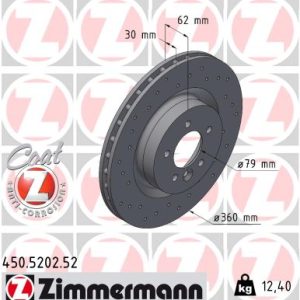 Disc frana ZIMMERMANN 450.5202.52 LAND ROVER RANGE ROVER SPORT I (L320) 2,993 cmc (306DT(TDV6) diesel 245 ZIMMERMANN 450.5202.52