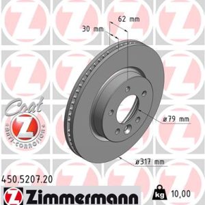 Disc frana ZIMMERMANN 450.5207.20 LAND ROVER DISCOVERY III (L319) 4,009 cmc (406PN(COLOGNE V6) benzina 218 ZIMMERMANN 450.5207.20