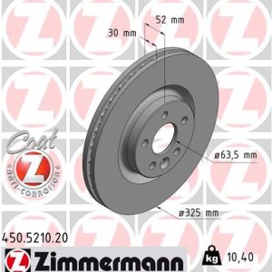 Disc frana ZIMMERMANN 450.5210.20 LAND ROVER DISCOVERY SPORT VAN (L550) 1,997 cmc (PT204(AJ20P4) benzina 290 ZIMMERMANN 450.5210.20