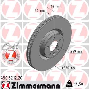 Disc frana ZIMMERMANN 450.5212.20 LAND ROVER DISCOVERY V (L462) 1,999 cmc (204DTA(AJ20D4) diesel 241 ZIMMERMANN 450.5212.20