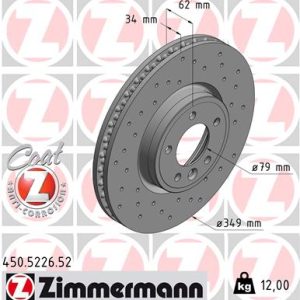Disc frana ZIMMERMANN 450.5226.52 LAND ROVER RANGE ROVER IV (L405) 2,995 cmc (306PS(AJ126) benzina 380 ZIMMERMANN 450.5226.52